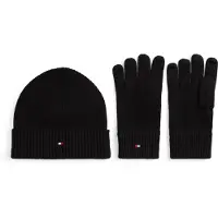 Tommy Hilfiger Th Flag Beanie & Glove Gp - Black - ONE SIZE