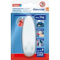TESA 59025-00000-00, Sisätila, Takkikoukku, Valkoinen, Polystyreeni, Liimateippi, 3 kg