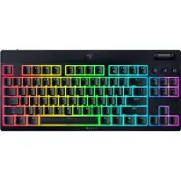 Razer BlackWidow V4 Low-Profile Tenkeyless HyperSpeed, langallinen ja langaton, USB + RF Wireless + Bluetooth, mekaaninen, QWERTY, RGB LED, musta