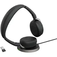 Jabra Evolve2 65 Flex LINK380C UC Stereo kuulokemikrofoni ja latausalusta, musta