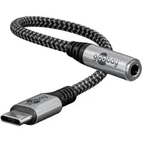 Goobay 74056, 3.5mm, Naaras, USB Type-C, Uros, 0,15 m, musta, Harmaa