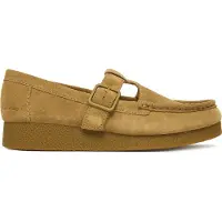 Clarks for woman. 26183152 Wallabee brown leather shoes (39), 1 to 3 cm, Suede, Buckle, Casual