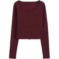 Aim'n Ribbed Performance Zipped Cardigan - Burgundy - XL
