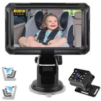 Mtp Products 4.3 HD 1080P -auton vauvanvalvontalaite, jossa on 360-kierto takaistuimen turvallisuuteen