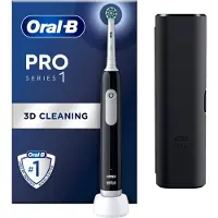 Oral-B Pro 1 Cross Action, Aikuinen, Pyörivä/värähtelevä hammasharja, Päivittäinen käyttö, Herkkä, Valkaisu, Musta, 4 x 30 s, Black Onyx