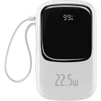Baseus Powerbank Varavirtalähde Qpow USB-C kaapelilla 20000mAh - 2xUSB - USB-C 22.5W - Valkoinen