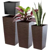 Kadax Setti 3 x kukkaruukku Kukkaruukku Insert Tall Mocha 68cm