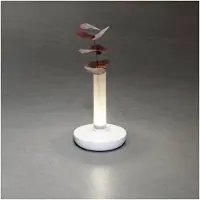 Konstsmide LED-pöytävalaisin Biarritz, IP54, akku, CCT, valk. himmennettävä, Valkoinen/opaali, Alumiini, Moderni