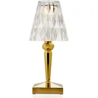 Kartell LED-paristopöytävalaisin Paristo, 26 cm, kultainen, IP54 Battery, Messinki/kulta, Synteettinen materiaali, Design