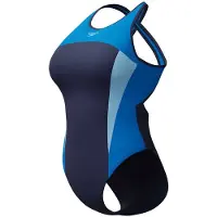 Speedo Womens High Neck Splice Cross Back Swimsuit - Navy - 36