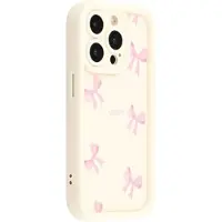 Mtp Products iPhone 12 Pro Max Tyylikäs iskunkestävä TPU-kotelo korotetuilla reunoilla - Valkoinen / Rusetti