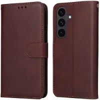 SKALO Samsung S25 FE PU-nahka Lompakkokotelo - Ruskea