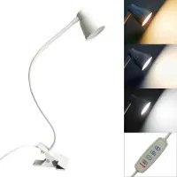 INF LED-pöytälamppu puristimella, 3 värilämpötilaa, joustava kaula White