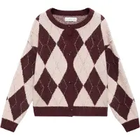 Mango KIDS Neuletakki 'Rombo' beige / rubiininpunainen