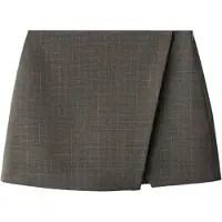 Mango Check Wrap Skirt - Grey - 38
