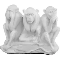 Danila-Souvenirs Marmori patsas veistos Figuuri Katso, kuule, puhu ei pahaa kolme viisasta apinaa 11 cm