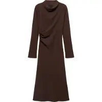 Mango Ruched Dress With Draped Neckline - Brown - XL