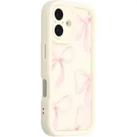 Mtp Products iPhone 16 Plus Tyylikäs iskunkestävä TPU-kotelo jossa on korotetut reunat - Valkoinen / Iso rusetti
