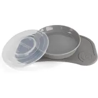 Twistshake Click-Mat Mini Lautanen + Ruokailualusta, Harmaa