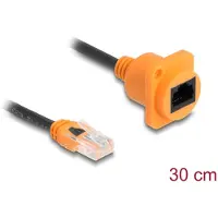 DeLOCK 90804, 0,3 m, Cat5e, U/UTP (UTP), RJ-45, RJ-45, Musta, Oranssi