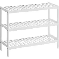 Songmics Valkoinen 3-kerroksinen bambuteline 70x26x55 cm