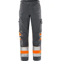 Fristads Vihreä Housut Huomio Luokka 1 2649 GPLU Varoitusoranssi/Harmaa D124