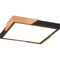 TRIO Meta LED kattovalaisin 20W 3000K 31x31cm mattamusta/puu