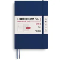 Adlibris Kalenteri Weekly Planner &amp; Notebook 2026 A5 Soft Cover Navy