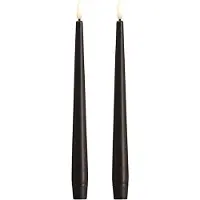 Moods & More LED taper candle - Slim - Charcoal - 23x250 mm - 2 pcs