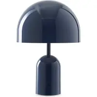 Tom Dixon Akku-pöytälamppu BELL PORTABLE, indigo, 28 cm IP44 himmennettävä, Sininen, Olohuone/ruokailutila, Synteettinen materiaali, Design