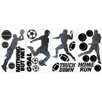 RoomMates Wallstickers - Sports Silhouettes - Grey - ONE SIZE