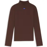 HUGO Easy 10257055 Blue Pitkähihainen Korkeakauluksinen T-paita