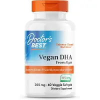 Doctors Best , Vegan DHA algaan perustuva elämän DHA, 200 mg, 60 Veggie Softgels