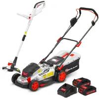 Elem Technic Akkukäyttöinen ruohonleikkuri ja kannettava ruohotrimmeri VTC20V-2B2C1, 20 V akulla ja laturilla