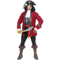 Hobby Hall "PIRATE OF PLUNDER ISLAND" (takki, liivi ja jackotilla, housut kengänsuojilla, vyö, hattu, silmät peittävä side)