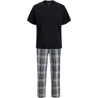 Jack & Jones Pitkä pyjama 'JACLuca' grafiitti / musta / valkoinen