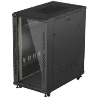 Lanberg FF01-6022-12B, Itseseisova teline, 22U, 800 kg, Näppäinlukko, Kotelon kiskot, Castor-pyörät