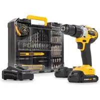 Powerplus POWX00850 -akkukäyttöinen iskuporakone/ruuvinväännin, 20 V, 60 Nm, 2 × 2,0 Ah, sarja 78 tarviketta