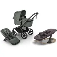 Bugaboo Fox5 Renew yhdistelmävaunut ja Giraffe baby rocker Black/Forest Green