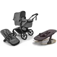 Bugaboo Fox5 Renew yhdistelmävaunut ja Giraffe baby rocker Black/Moon Grey