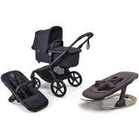 Bugaboo Fox5 Renew yhdistelmävaunut ja Giraffe baby rocker Black/Deep Indigo