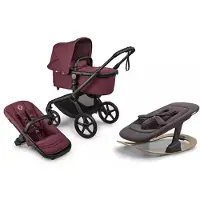 Bugaboo Fox5 Renew yhdistelmävaunut ja Giraffe baby rocker Black/Dark Cherry