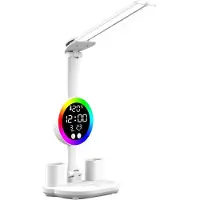 Hobby Hall Pöytään asetettava LED-valaisin, jossa on lämpömittari, päivämäärä, kello ja RGB-näytön valaistus