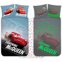 Licens Bed Linen Cars 383 Glow - 100X140 40X45 Cm - Red - 100X140.40X45CM