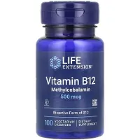Life Extension , Vitamiini B12, Metyylisyanobalamiini, 500 mcg, 100 kasvis lohkero