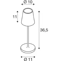 SLV LED-akkulamppu Vinolina Two, musta, alumiini, Ø 11 cm, IP65 himmennettävä, Musta, Alumiini, Moderni