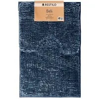 Restilo AmeliaHome Bati -kylpyhuoneen matto, t.sininen - eri kokoja, AmeliaHome vannitoavaipade komplekt Bati, tumesinine, 50 x 80 cm + 40 x 50 cm