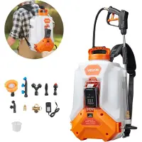 Vevor akkukäyttöinen reppuruisku, 4 gallonan sähköinen reppuruisku, 2 sauvaa ja 8 suutinta, säädettävä 0-90 PSI, 4 tunnin käyttöaika, kannettavat piha- ja nurmikkoruiskut rikkaruohojen torjuntaan ja p