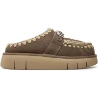 Mou for woman. MU.FW531001A Bounce clog suede - letter logo (41), Leather, 3 to 5 cm, None, Casual, Taupe
