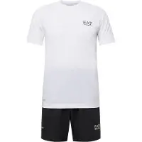 EA7 for man. 8NPV03_PNDDZ Dynamic Athlete T-shirt and trousers set white, black (L), Sport, Tennis / Paddle tennis, Multisport, Polyester, S